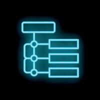 Neon blue site map icon representing website navigation and structure vector