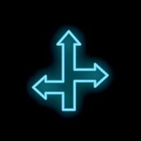 Neon arrows pointing in different directions on black background vector