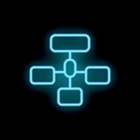 Neon blue site map icon representing website navigation and structure vector