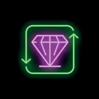 Neon icon of diamond with up and down arrows showing price increase and decrease vector