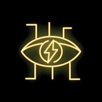 Neon sign representing visionary concept with eye and lightning bolt vector