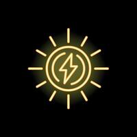 Neon icon of sun generating electricity with lightning bolt vector