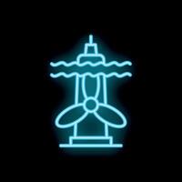 Neon style icon of tidal power plant generating electricity vector