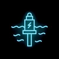 Neon icon of a buoy floating on water with waves vector