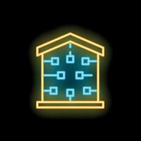 Neon icon of datacenter representing cloud hosting service vector