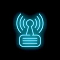 Neon router icon glowing on dark background vector