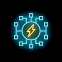Neon sign representing energy network connecting devices vector