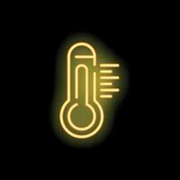 Neon thermometer icon showing increasing temperature vector
