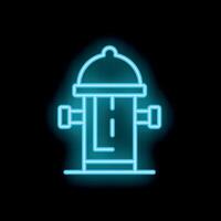 Neon fire hydrant glowing on black background vector
