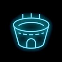 Neon stadium icon glowing on dark background vector