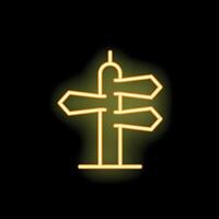 Neon sign showing direction signpost with blank arrows pointing in different directions on black background vector