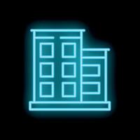Glowing neon office building on a black background vector