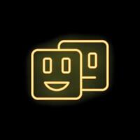 Yellow neon sign showing happy and unhappy faces on black background vector