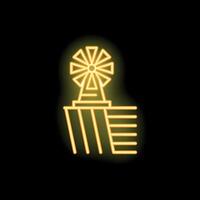 Neon style icon of a windmill generating renewable energy vector