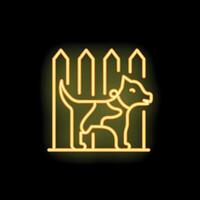 Neon dog peeing on a fence sign vector