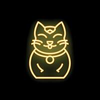 Neon sign of a maneki neko beckoning for good fortune vector
