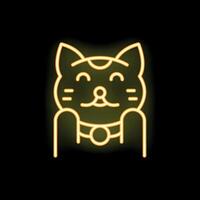 Neon maneki neko beckoning for luck and fortune vector