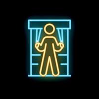 Neon icon of a puppet master controlling human like a marionette vector