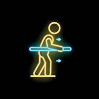 Patient walking using parallel bars neon sign icon on black background vector