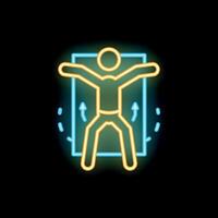Neon sign of a man doing stretching exercises for a fitness center or gym vector