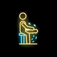 Man doing leg rotation exercise neon sign icon on black background vector