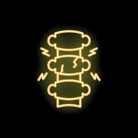 Neon style icon of broken spine showing spinal injury vector