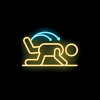 Neon style icon of person tripping and falling over hazard vector