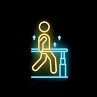 Neon sign of man doing step exercise on high platform vector
