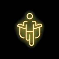 Neon sign of a person skipping rope on a black background vector