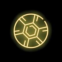 Neon yellow soccer ball shining on black background vector