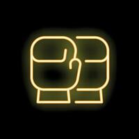 Pair of yellow neon boxing gloves on a black background vector