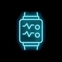 Neon icon of smartwatch showing heart rate monitor on display vector