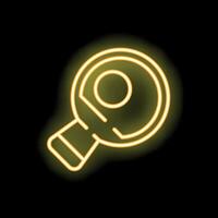 Neon icon of a magnifying glass shining on black background vector