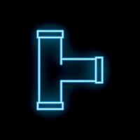 Blue neon icon of a pipe fitting glowing on a black background vector