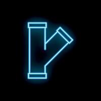Blue neon style icon of pipe fitting with y shape for plumbing systems vector