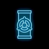 Glowing neon line oil pipeline with valve icon isolated on black background. 4k motion graphic animation vector