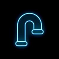 Blue neon pipe or tube bending in rounded shape on black background vector