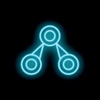 Neon blue hierarchy organization chart icon glowing on black background vector