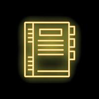 Neon yellow notebook glowing on black background vector