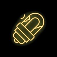 Broken fluorescent light bulb glowing neon style icon vector