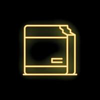 Neon yellow open box icon on black background vector