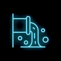 Neon style icon of industrial waste pollution discharging from pipe vector