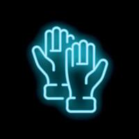 Two hands giving high five with neon blue lines on black background vector