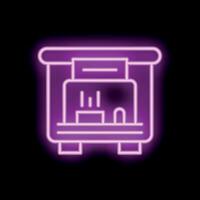 Neon sign of a retro game cartridge console glowing on black background vector