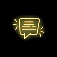 Neon yellow speech bubble shining on black background vector