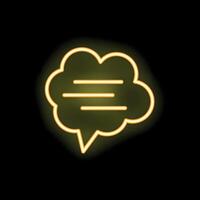 Neon yellow speech bubble glowing on black background vector