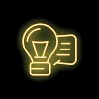Neon icon of light bulb representing idea generation process vector