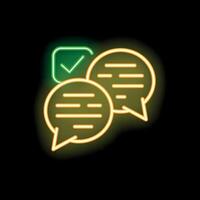 Neon speech bubbles showing successful communication vector