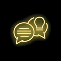 Neon icon of two speech bubbles discussing new ideas vector