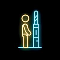 Neon icon of person standing at turnstile gate entrance access point vector